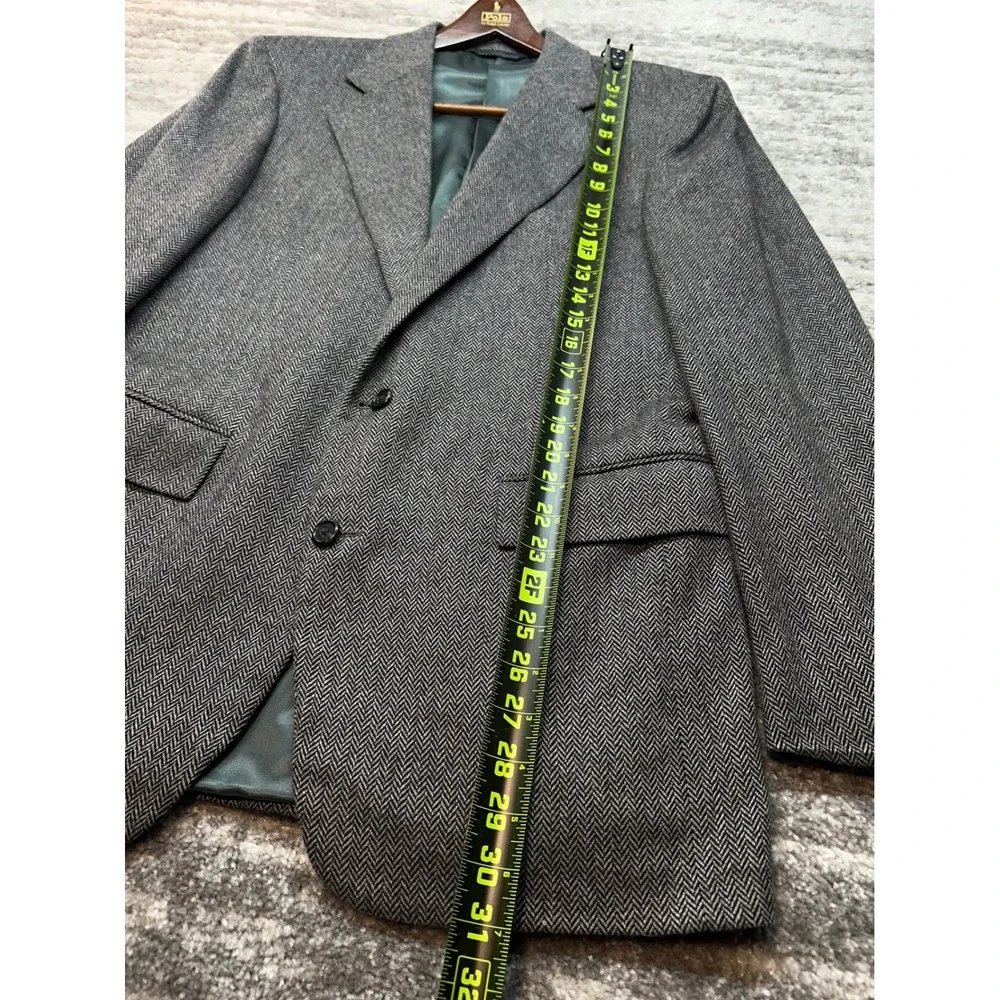 Polo Ralph Lauren Coat Men 40R Gray Herringbone Wool/Cashmere Blazer Vintage USA